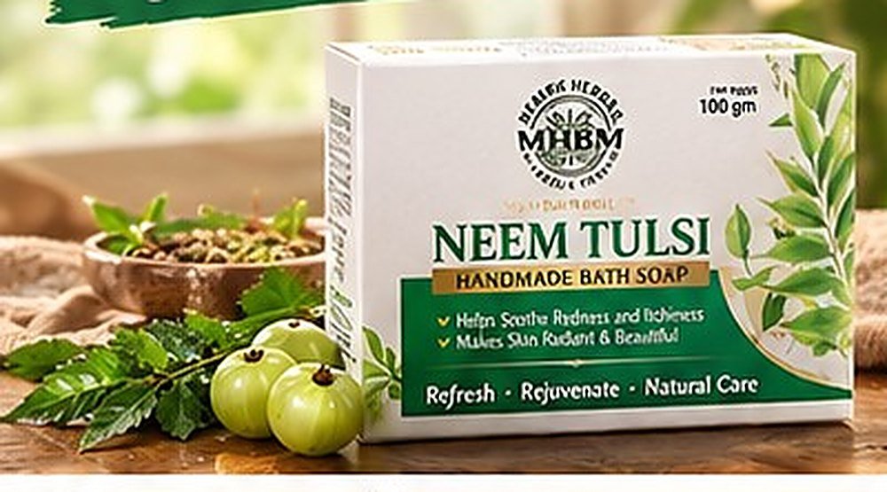 Neem Tulsi handmade bath soap with amla and neem leaves